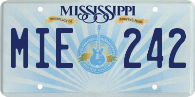 MS license plate MIE242