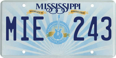MS license plate MIE243