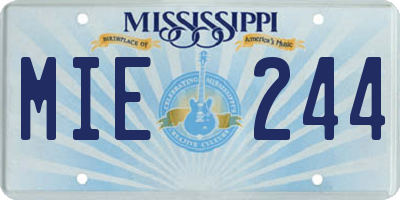 MS license plate MIE244