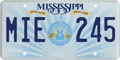 MS license plate MIE245