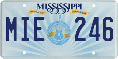 MS license plate MIE246