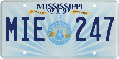 MS license plate MIE247