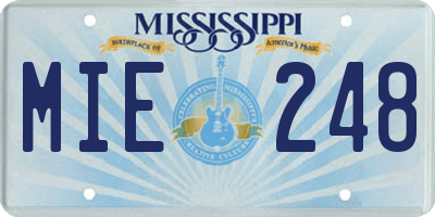 MS license plate MIE248