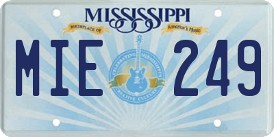MS license plate MIE249