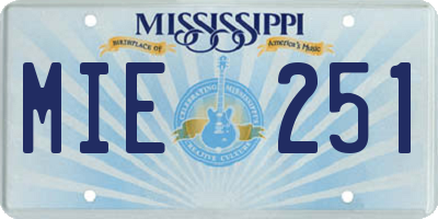 MS license plate MIE251