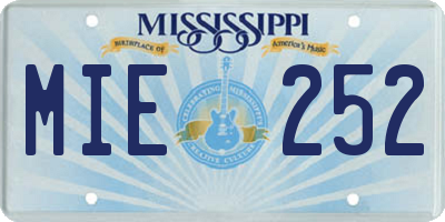 MS license plate MIE252