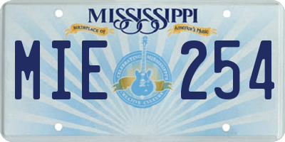 MS license plate MIE254