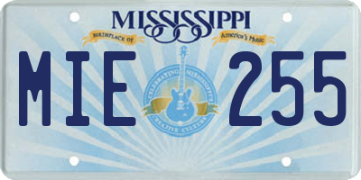 MS license plate MIE255
