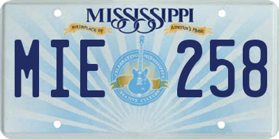 MS license plate MIE258