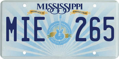 MS license plate MIE265