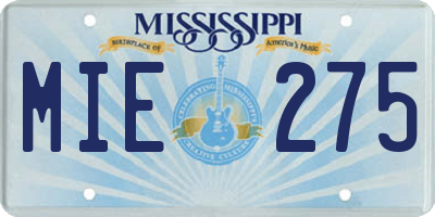 MS license plate MIE275