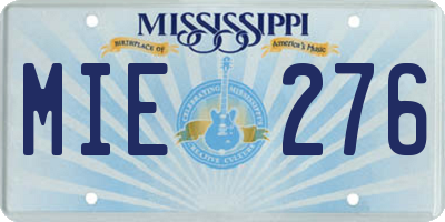 MS license plate MIE276