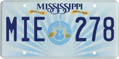 MS license plate MIE278