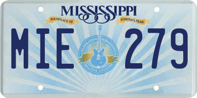 MS license plate MIE279