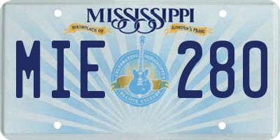 MS license plate MIE280