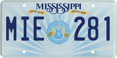 MS license plate MIE281