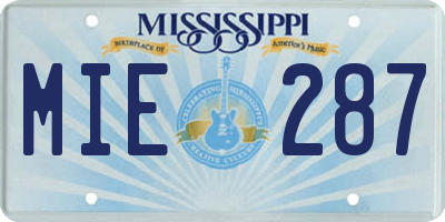 MS license plate MIE287
