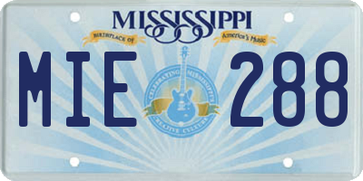 MS license plate MIE288