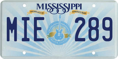 MS license plate MIE289