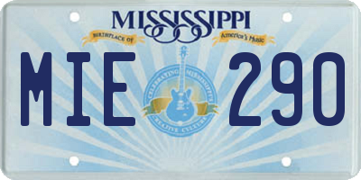 MS license plate MIE290