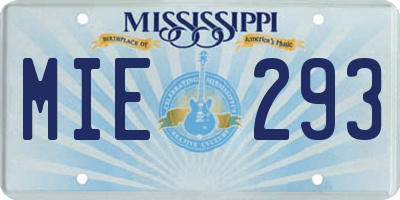 MS license plate MIE293