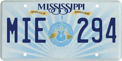 MS license plate MIE294