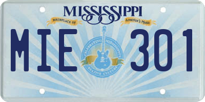 MS license plate MIE301