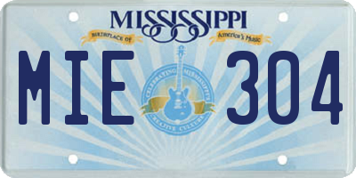 MS license plate MIE304