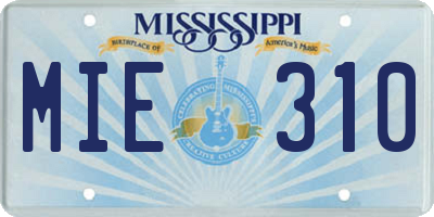MS license plate MIE310