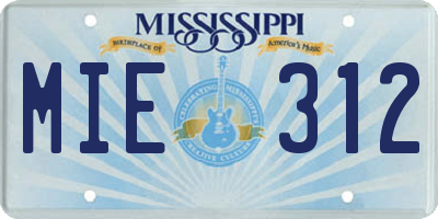 MS license plate MIE312