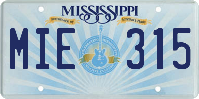 MS license plate MIE315