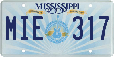 MS license plate MIE317