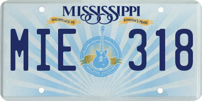 MS license plate MIE318