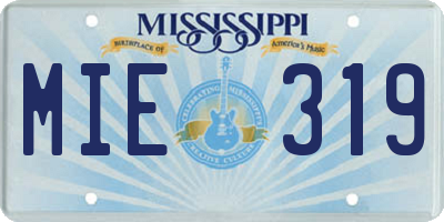 MS license plate MIE319