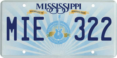 MS license plate MIE322