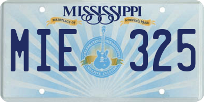 MS license plate MIE325