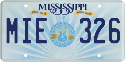 MS license plate MIE326