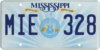 MS license plate MIE328