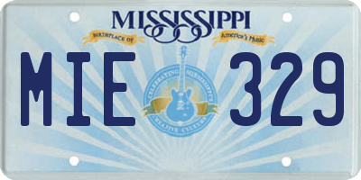MS license plate MIE329