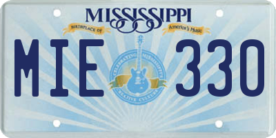 MS license plate MIE330