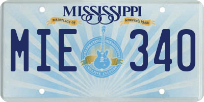 MS license plate MIE340