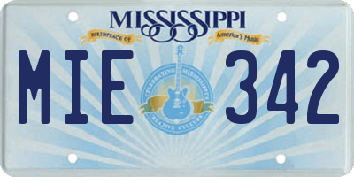 MS license plate MIE342