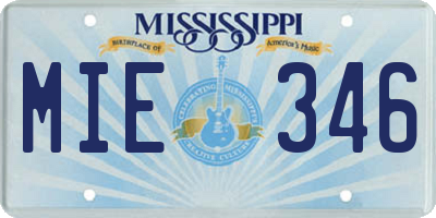 MS license plate MIE346