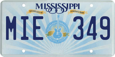 MS license plate MIE349