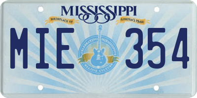 MS license plate MIE354