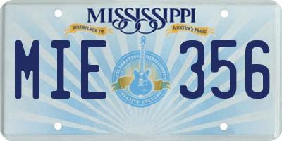 MS license plate MIE356
