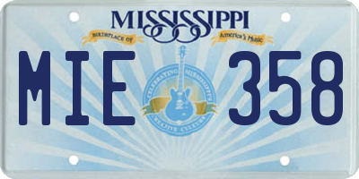 MS license plate MIE358