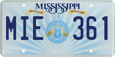 MS license plate MIE361