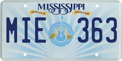 MS license plate MIE363