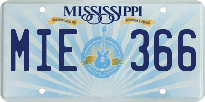 MS license plate MIE366